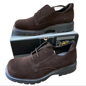 Doc Martens Burnt Oak Suede Leather Super Buck 4 Blind Eyelet Shoe Vintage Sz 12